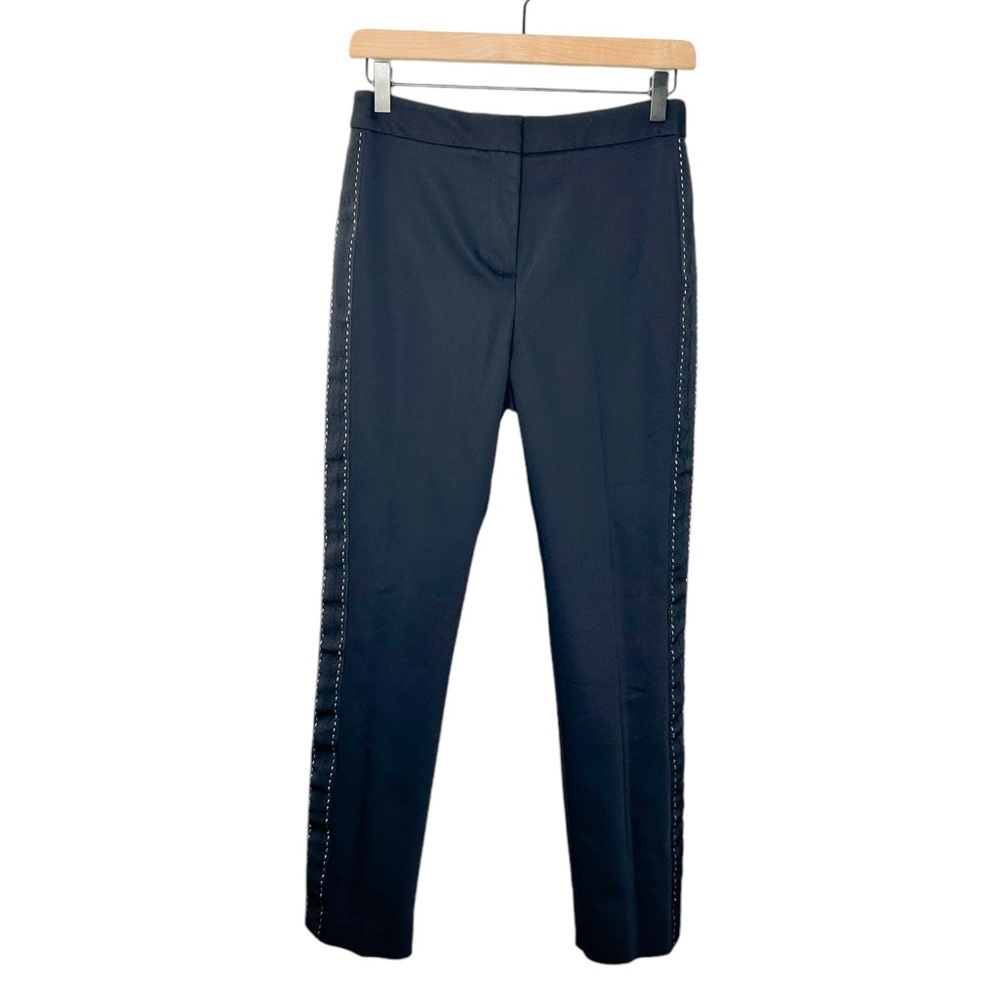 Zara Womens Dark Navy‎ Blue Business Casual Side Panel Detail Slim Trouser Pants